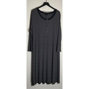 Who What Wear Ribbed Black & White Striped Dress